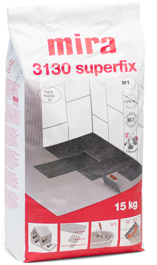 Mira 3130 superfix , īpaši elastīga flīžu līme, C2TE S2